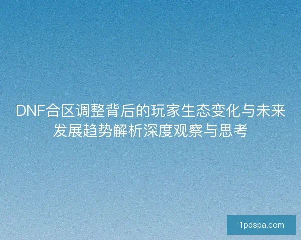 DNF合区调整背后的玩家生态变化与未来发展趋势解析深度观察与思考