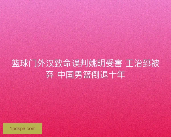 篮球门外汉致命误判姚明受害 王治郅被弃 中国男篮倒退十年