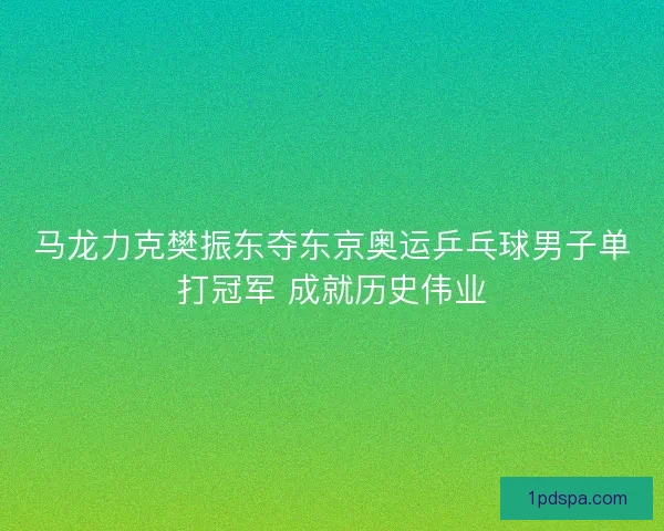 马龙力克樊振东夺东京奥运乒乓球男子单打冠军 成就历史伟业